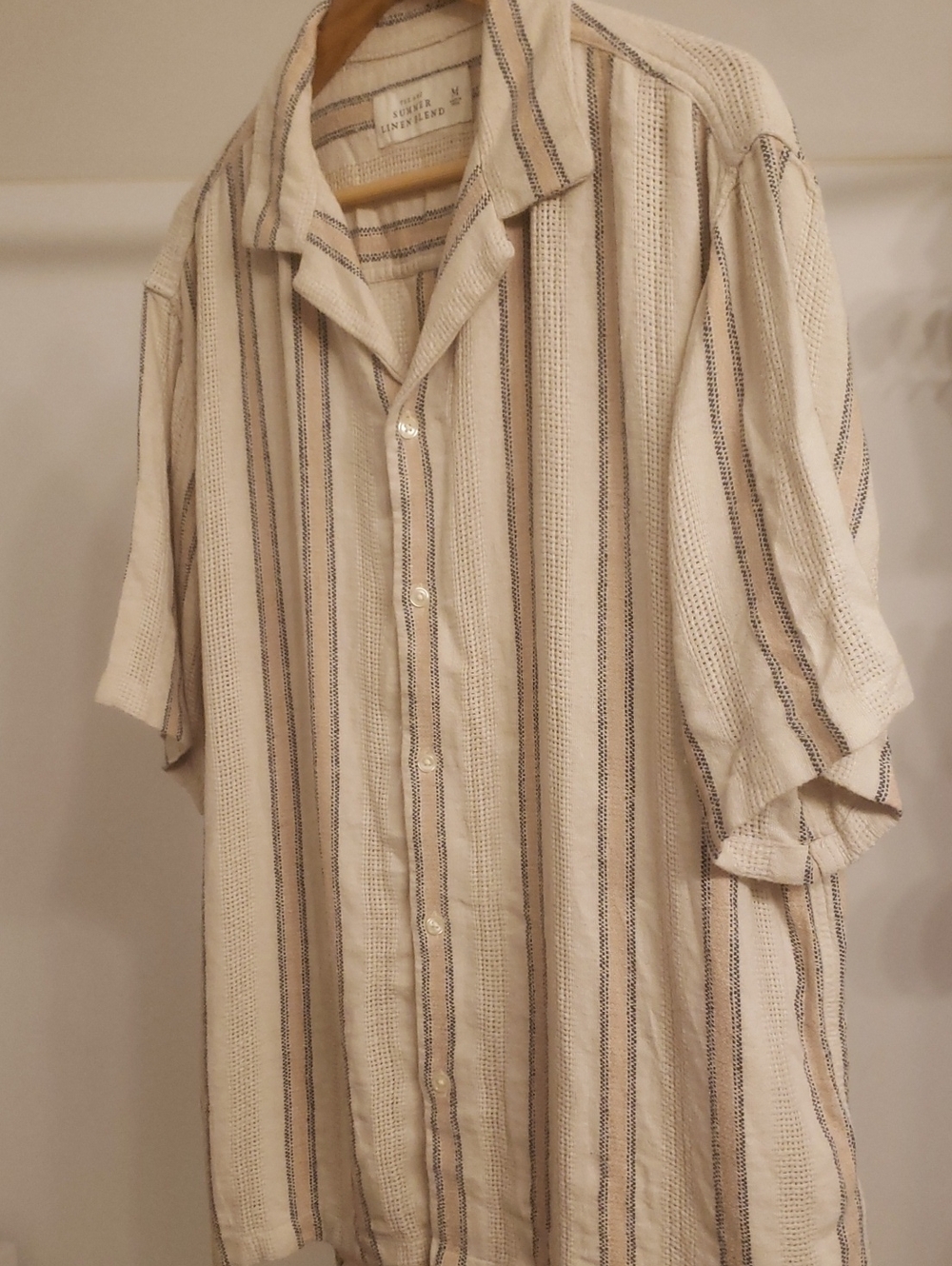 Abercrombie & Fitch Linen Blend Cream Button-Down Shirt